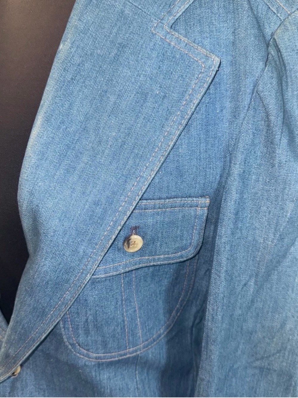 Vintage 70s Levi's Panatela Denim Blazer Jacket 40L Retro Sport Coat - Picture 7 of 8